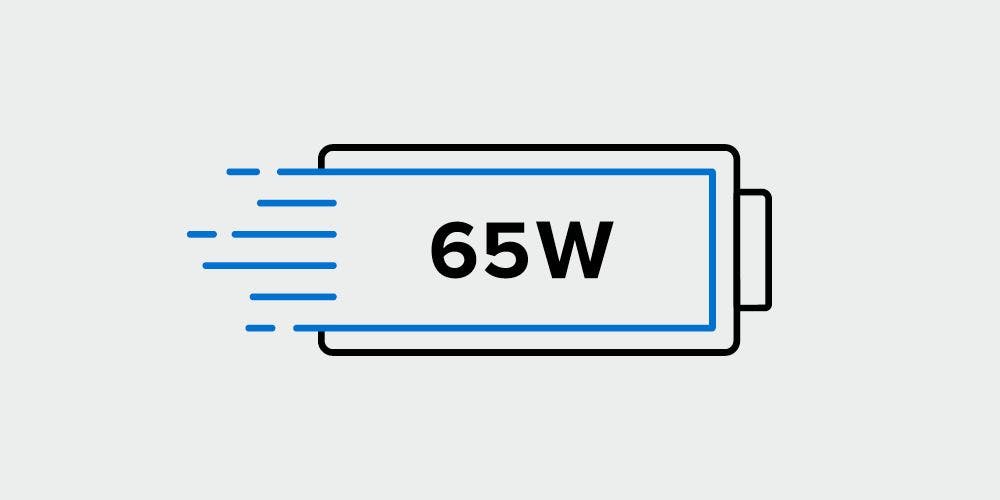 battery icon with 65W in center